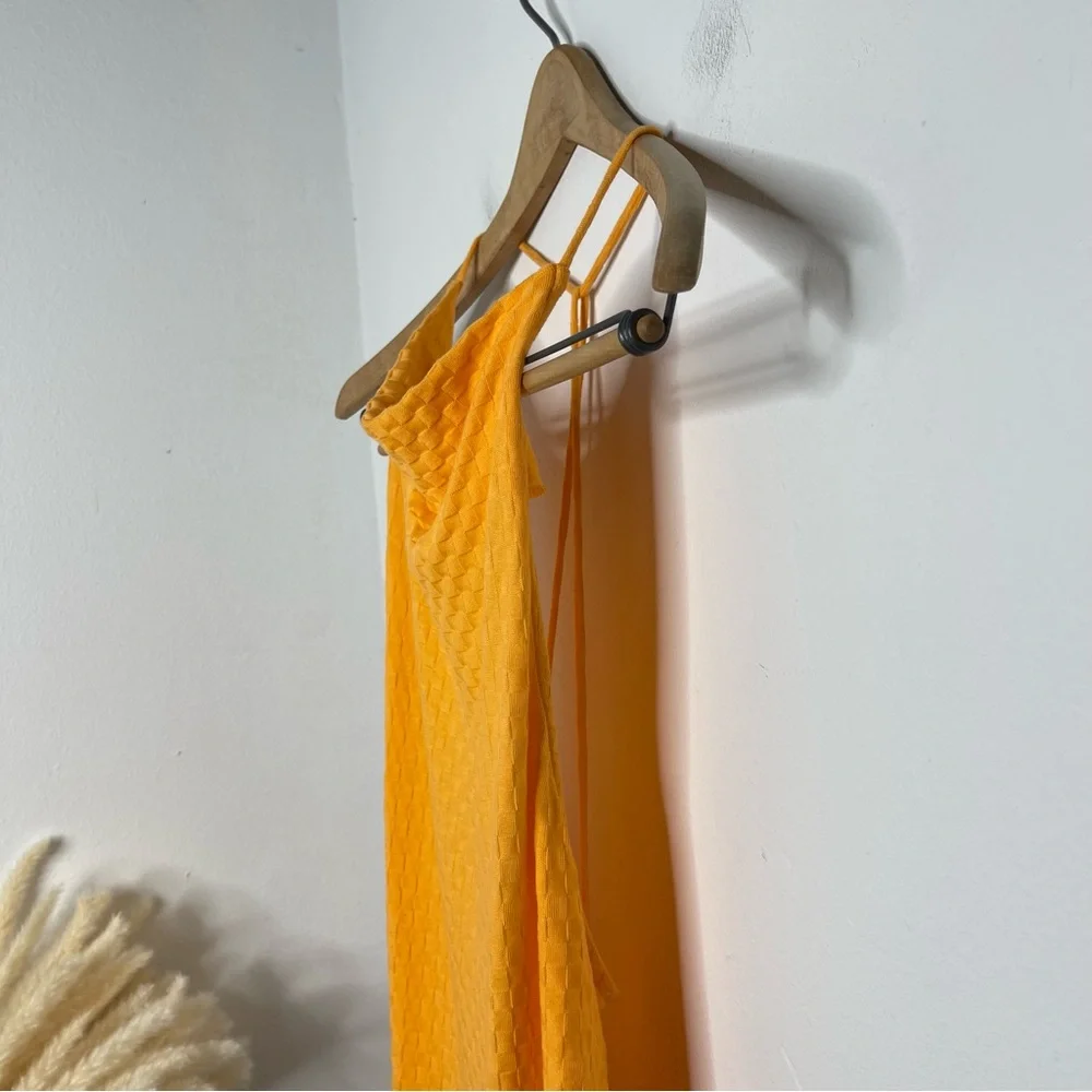 Free People BEACH Evelyn Halter Orange Square Textured
Open Back Dress XL Y2K 90 - Picture 8 of 16